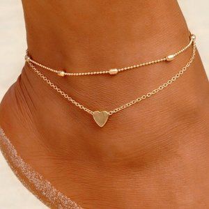 Gold Color Heart Leg Chain